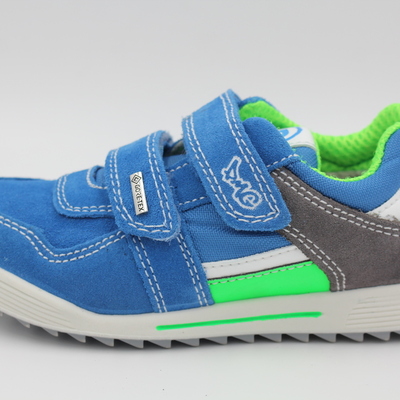 Primigi, Halbschuhe, Ledersneaker, Leder, Klettverschluss, Schutzkappe, wasserdicht, neongrün, blau, weich, Jungsschuhe, sportlich