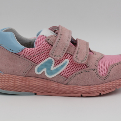 Naturino, Halbschuhe, Ledersneaker, Leder, Stoff, Mädchenschuhe, Klettverschluss, Laufsohle, Atmungsaktiv, alt rosa, bunt, sportlich