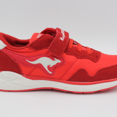 ROOSKickx, Halbschuhe, Ledersneaker, Leder, Stoff, Mädchenschuhe, Jungsschuhe, Klettverschluss, Schutzkappe, Laufsohle, rot, sportlich