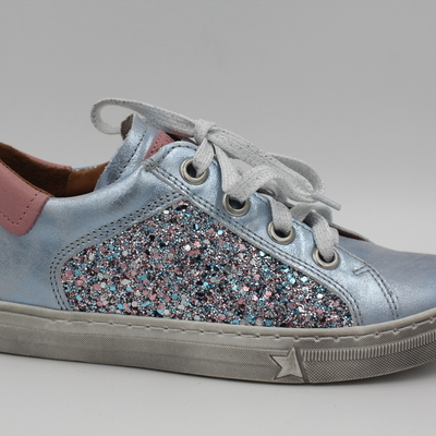 Froddo, Halbschuhe, Ledersneaker, Leder, Mädchenschuhe, Klettverschluss, Schutzkappe, blau, glitzer
