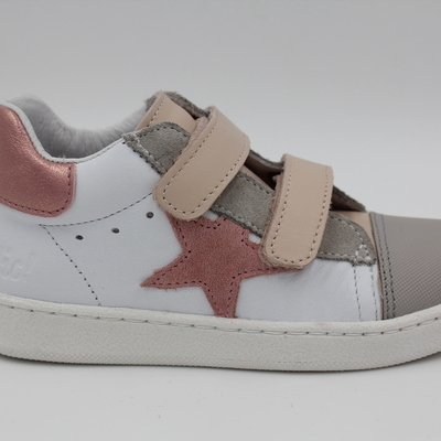 Clic, Halbschuhe, Ledersneaker, Leder, Klettverschluss, Schutzkappe, Mädchenschuhe, Stern, weiss, rosa