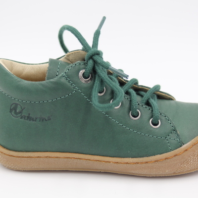 Naturino, Halbschuhe, Lauflerner, Ledersneaker, Leder, Schnürung, Schutzkappe, grün, weich, Mädchenschuhe, Jungsschuhe