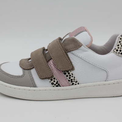 Clic, Halbschuhe, Ledersneaker, Leder, Klettverschluss, Schutzkappe, Mädchenschuhe, Leopard, weiss, rosa