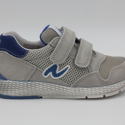 Naturino, Halbschuhe, Ledersneaker, Leder, Stoff, Mädchenschuhe, Jungsschuhe, Klettverschluss, Laufsohle, Atmungsaktiv, grau, weiss, blau, sportlich