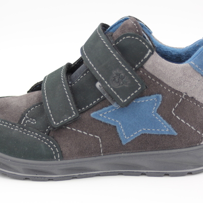 Ricosta, Halbschuhe, Ledersneaker, Leder, Klettverschluss, Schutzkappe, grau, weich, wasserdicht, Jungsschuhe