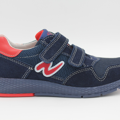 Naturino, Halbschuhe, Ledersneaker, Leder, Stoff, Mädchenschuhe, Jungsschuhe, Klettverschluss, Laufsohle, Atmungsaktiv, dunkelblau, rot, sportlich
