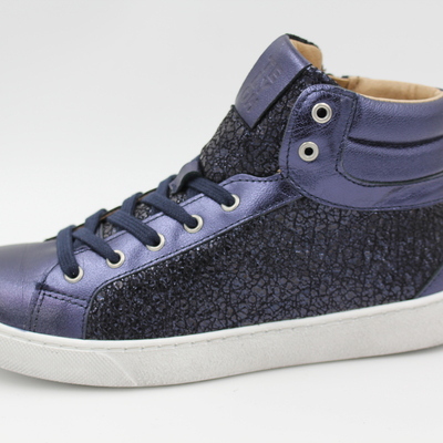 Telyoh, Halbschuhe, Ledersneaker, Leder, Schnürung, Reißverschluss, Schutzkappe, blau, glitzer, weich, Mädchenschuhe
